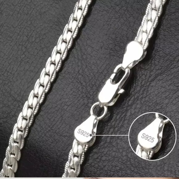 S925 Sterling Silver 45cm 5MM Full Sideways Chain Necklace - Picture 3 of 8